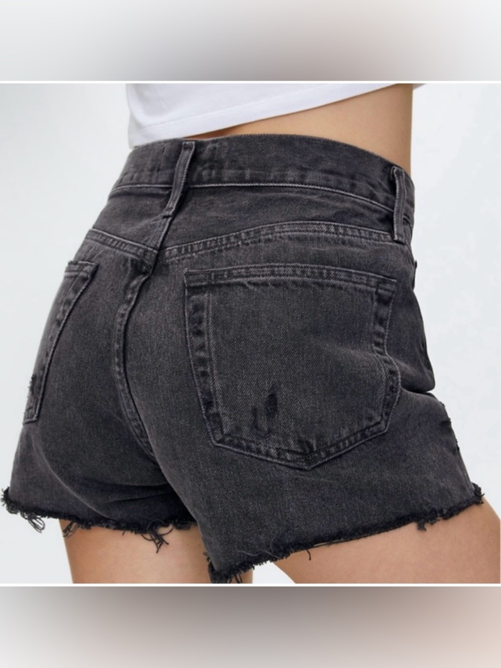 AGOLDE Parker Vintage Black Distressed Denim Shorts - Picture 3 of 6